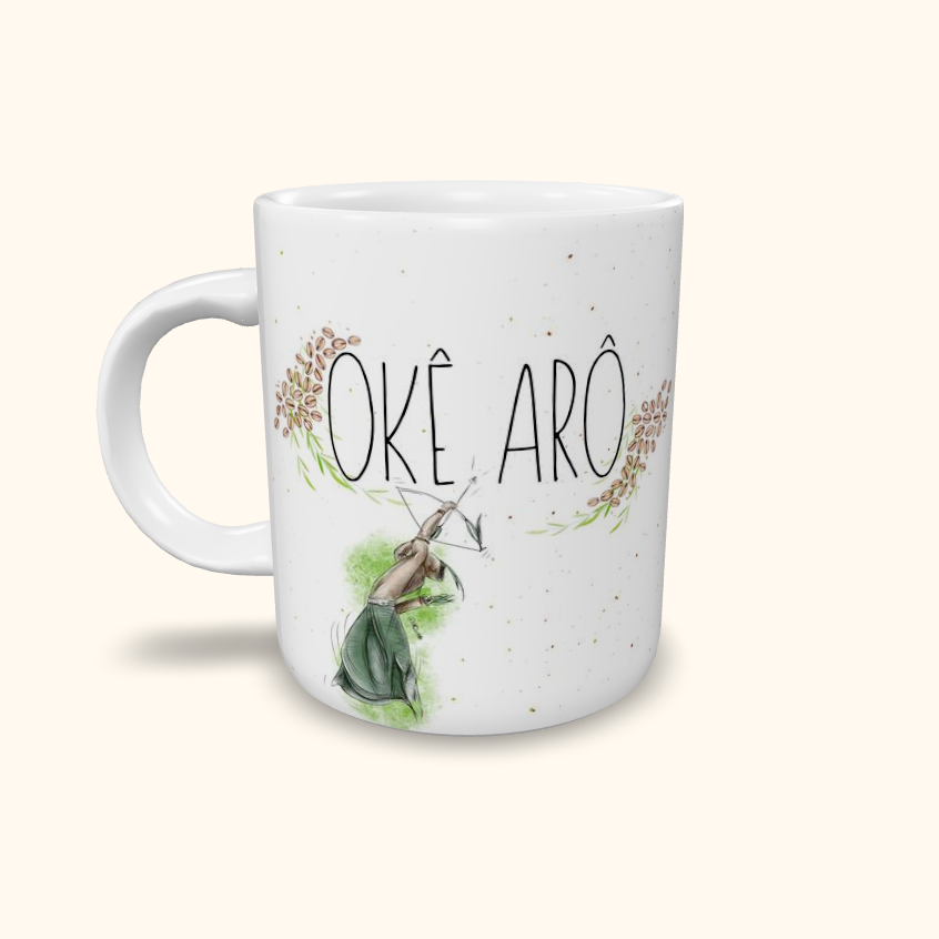 Caneca de Cerâmica Saudações - Oxóssi e Iansã