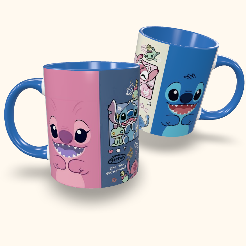 Caneca de Cerâmica Desenhos - Stitch & Angel