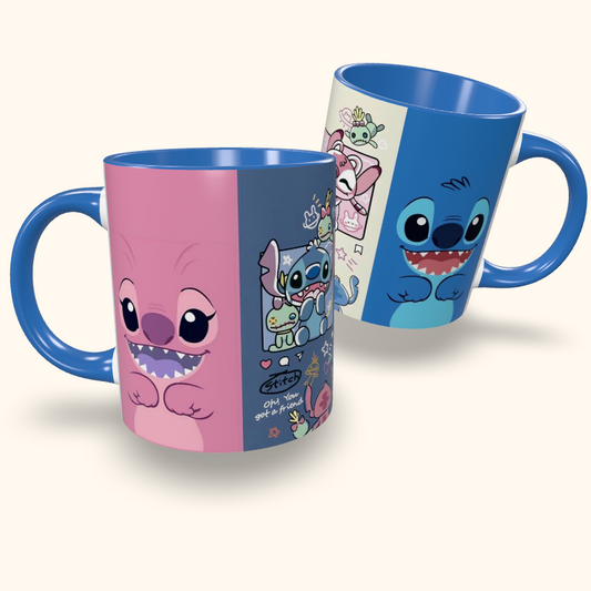 Caneca de Cerâmica Desenhos - Stitch & Angel