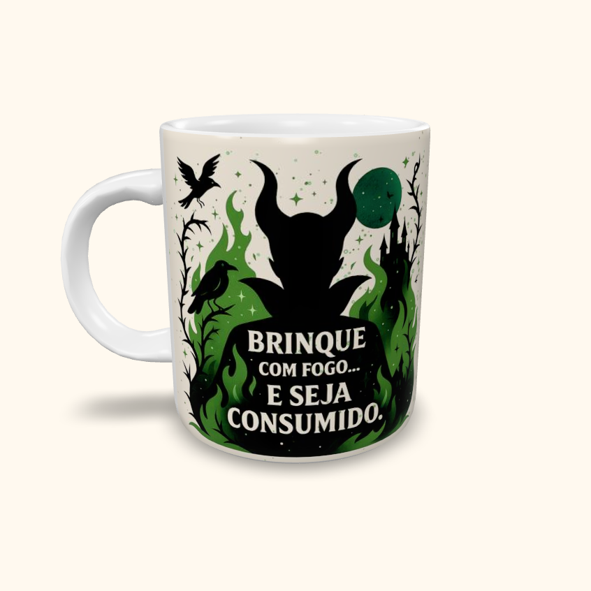 Caneca de Cerâmica Filmes - Malévola - Brinque com Fogo