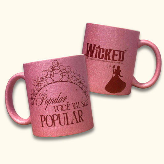 Caneca Glitter Rosa Wicked Glinda