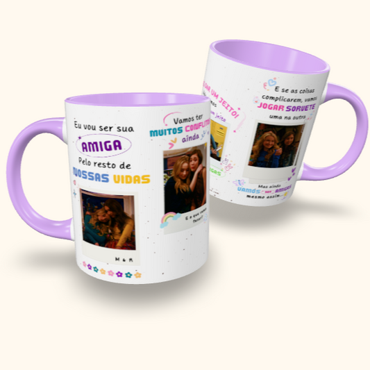 Caneca de Cerâmica  Amiga pelo resto de nossas vidas - Garota conhece o mundo