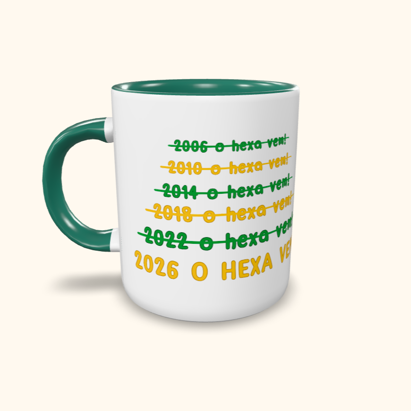 Caneca de Cerâmica 2026 o hexa vem!