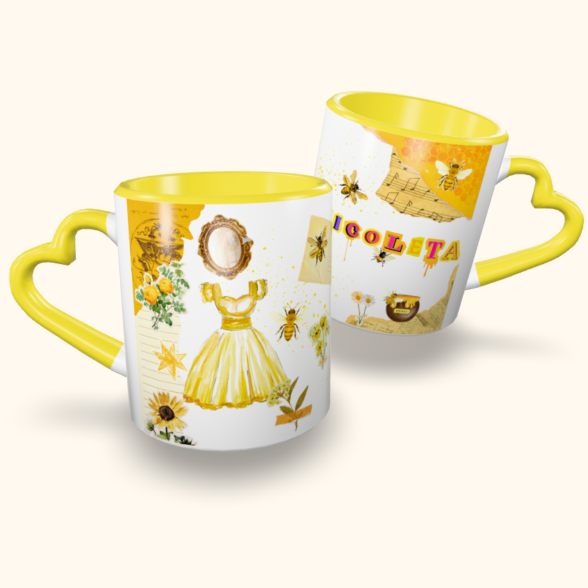 Caneca de Cerâmica Nicoleta - Abelhas amarelas