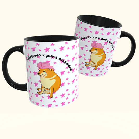 Caneca de Cerâmica Sobrevivo x pura amsiedad
