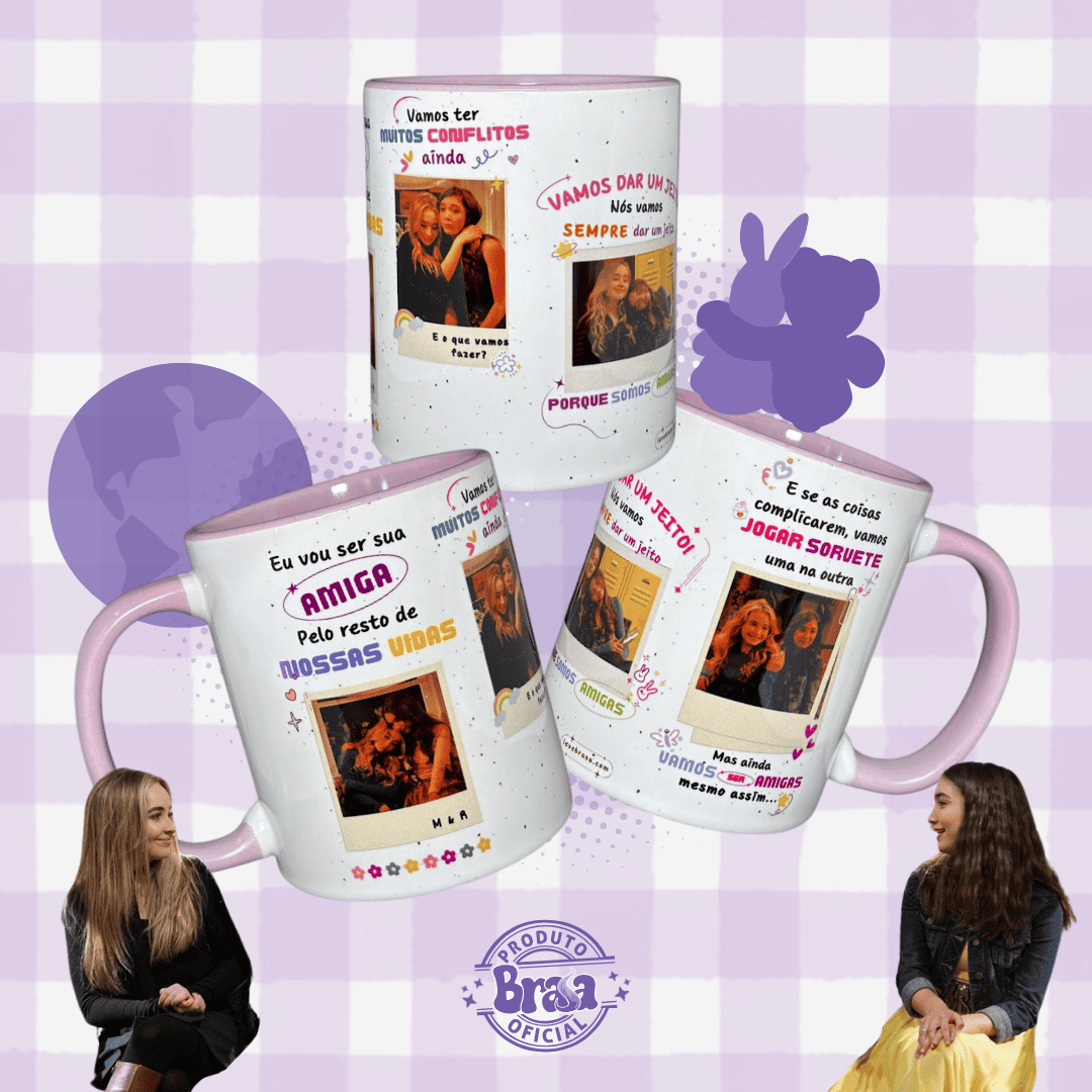 Caneca de Cerâmica Amiga pelo resto de nossas vidas - Garota conhece o mundo