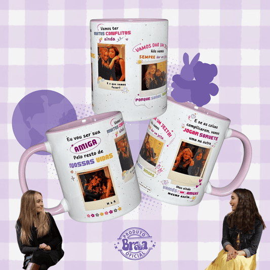 Caneca de Cerâmica Amiga pelo resto de nossas vidas - Garota conhece o mundo