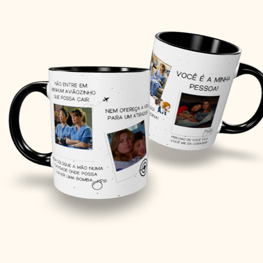 Caneca de Cerâmica Seriados - Grey's Anatomy - Meredith & Cristina Fotos