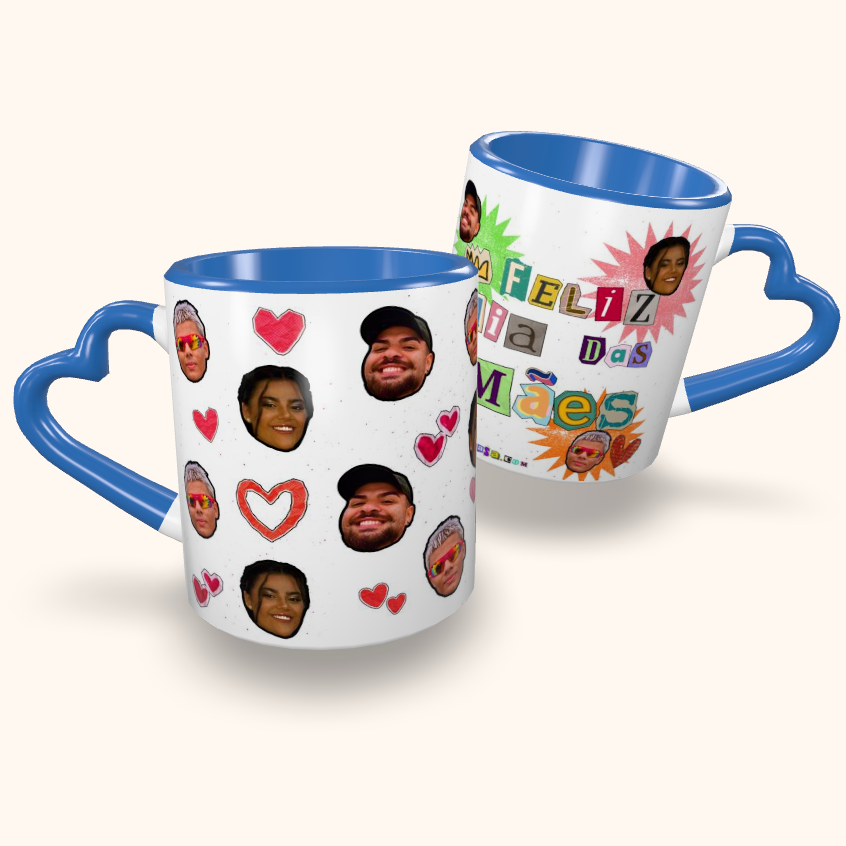 Caneca de Cerâmica Dia das Mães - Personalizada Rostos