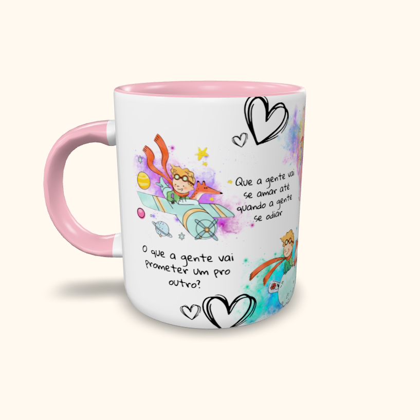 Caneca de Cerâmica Pequeno Príncipe Corações