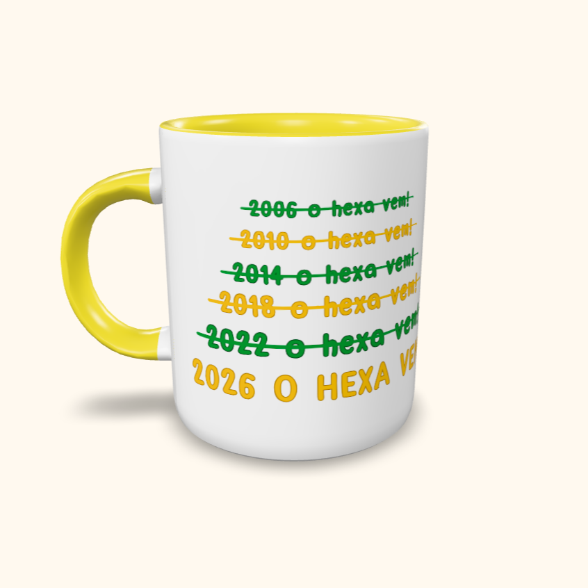 Caneca de Cerâmica 2026 o hexa vem!
