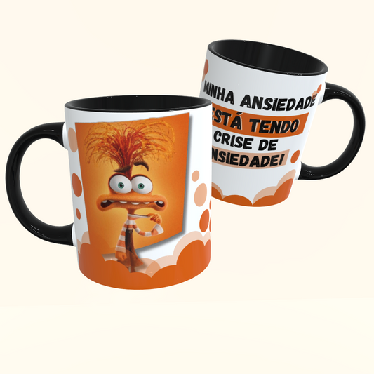 Caneca de Cerâmica Divertidamente - Ansiedade - Frase