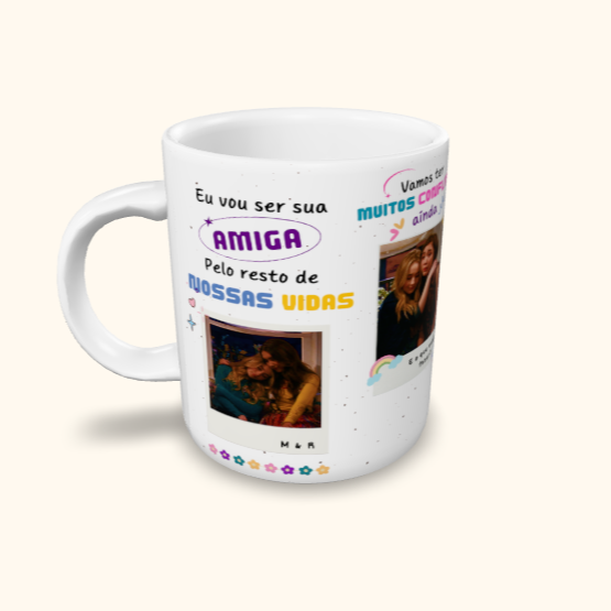 Caneca de Cerâmica Amiga pelo resto de nossas vidas - Garota conhece o mundo