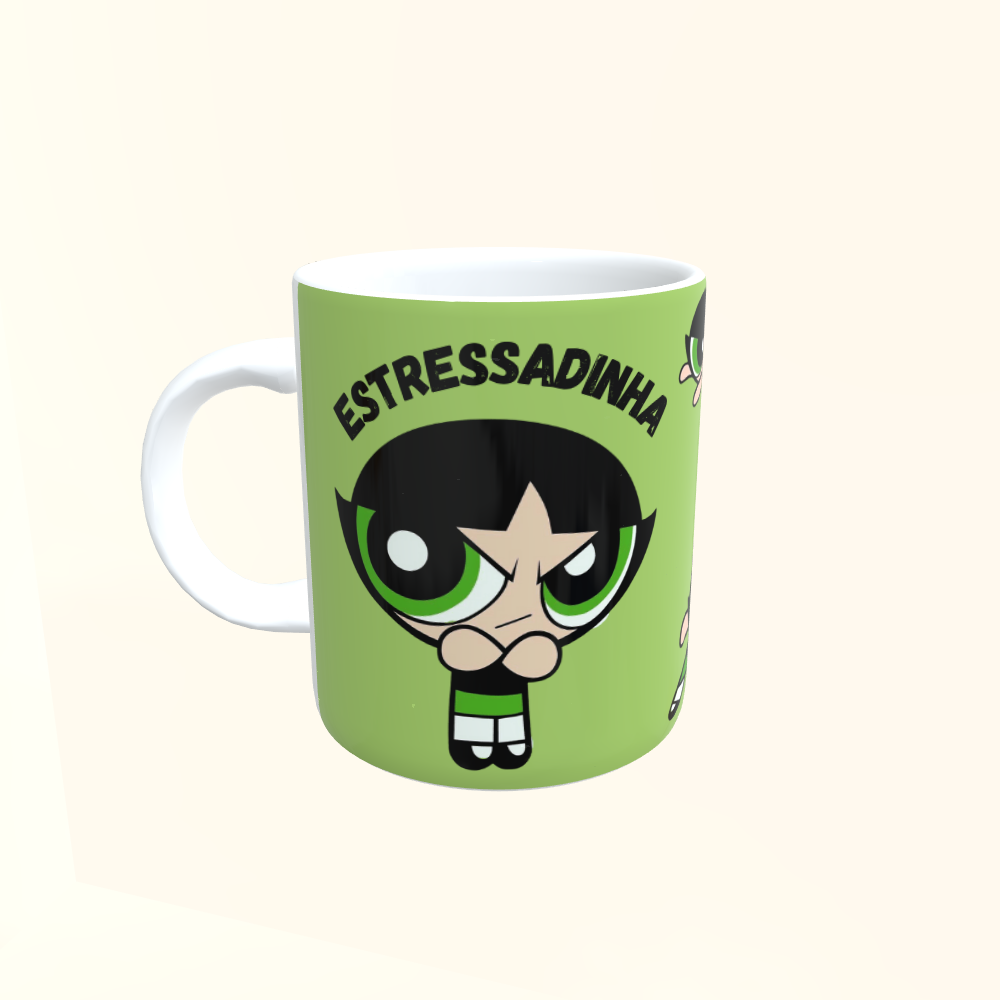 Caneca de Cerâmica Meninas Super Poderosas - Docinho Estressadinha Nervosinha