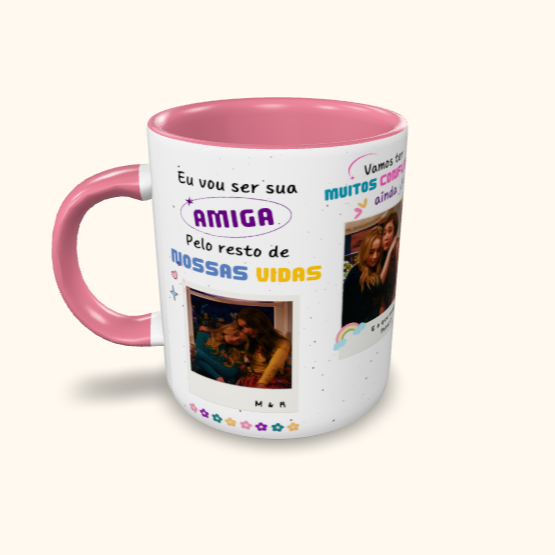 Caneca de Cerâmica Amiga pelo resto de nossas vidas - Garota conhece o mundo