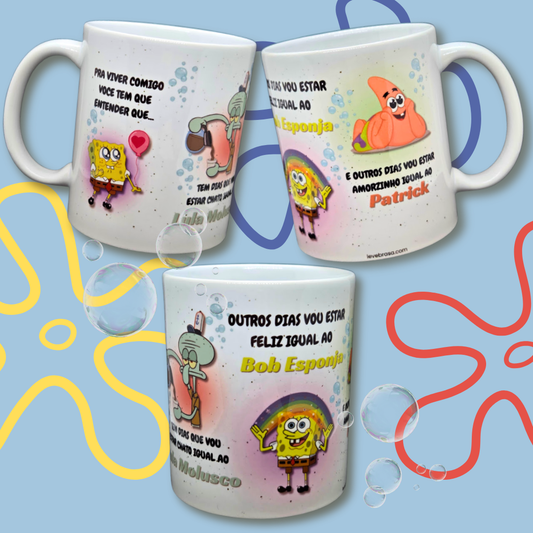 Caneca de Cerâmica Bob Esponja - Pra viver comigo