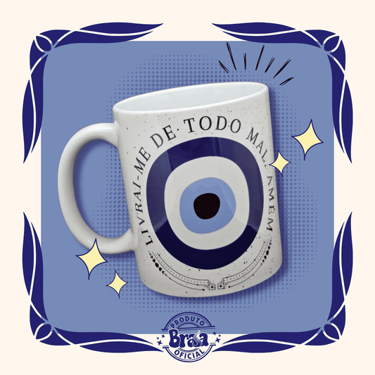 Caneca de Cerâmica Olho Negro - Livrai-me de todo mal