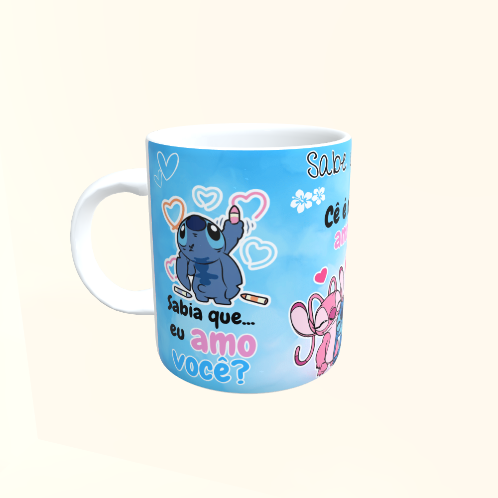 Caneca de Cerâmica Filmes - Stitch - Coração