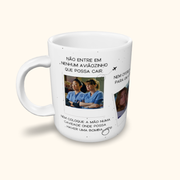 Caneca de Cerâmica Seriados - Grey's Anatomy - Meredith & Cristina Fotos