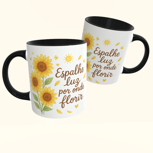 Caneca de Cerâmica Girassol - Seja Luz