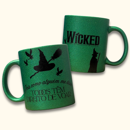 Caneca Glitter Verde Wicked Elphaba