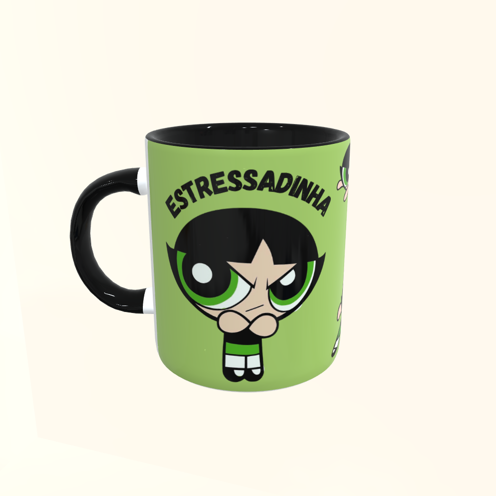Caneca de Cerâmica Meninas Super Poderosas - Docinho Estressadinha Nervosinha