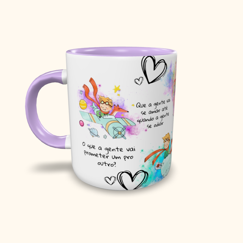 Caneca de Cerâmica Pequeno Príncipe Corações