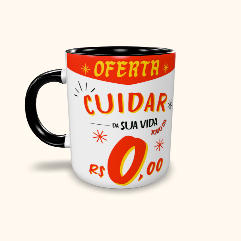 Caneca de Cerâmica OFERTA cuidar da sua vida