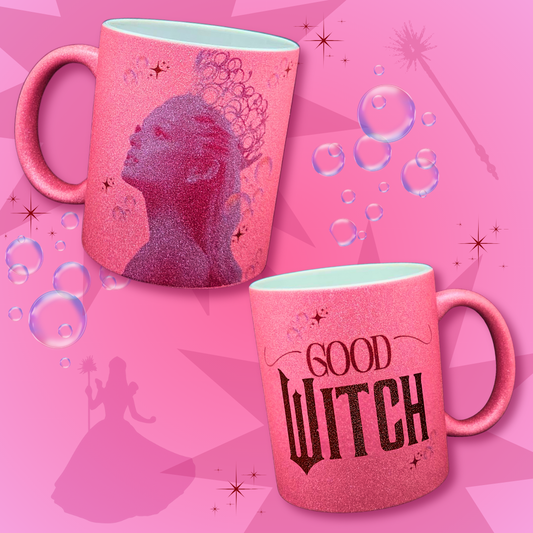 Caneca Glitter Rosa Wicked Glinda Good Witch